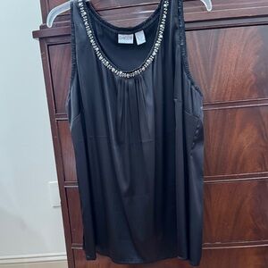 Chico's Beaded Neckline Sleeveless Blouse in Black
